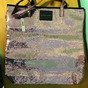 Pink sequin Victoria’s Secret tote bag NWT